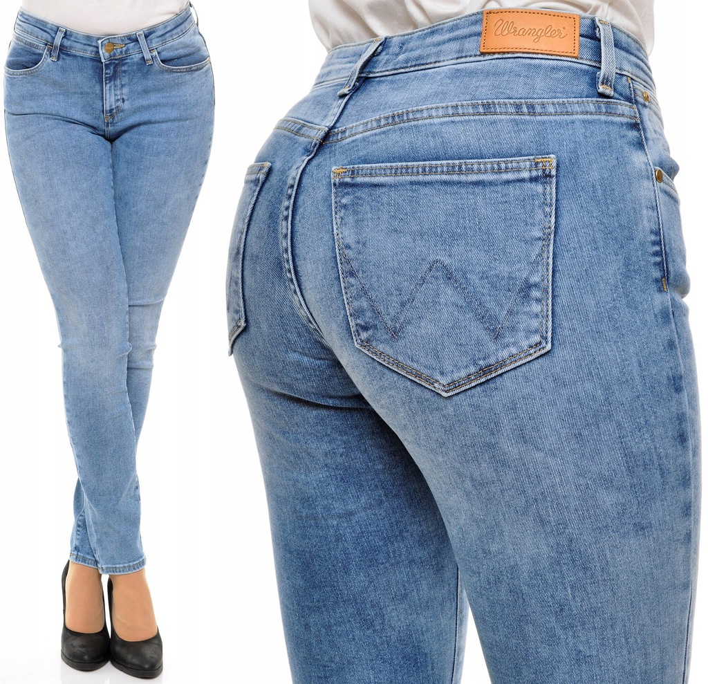 WRANGLER spodnie BLUE jeans regular SKINNY W27 L32