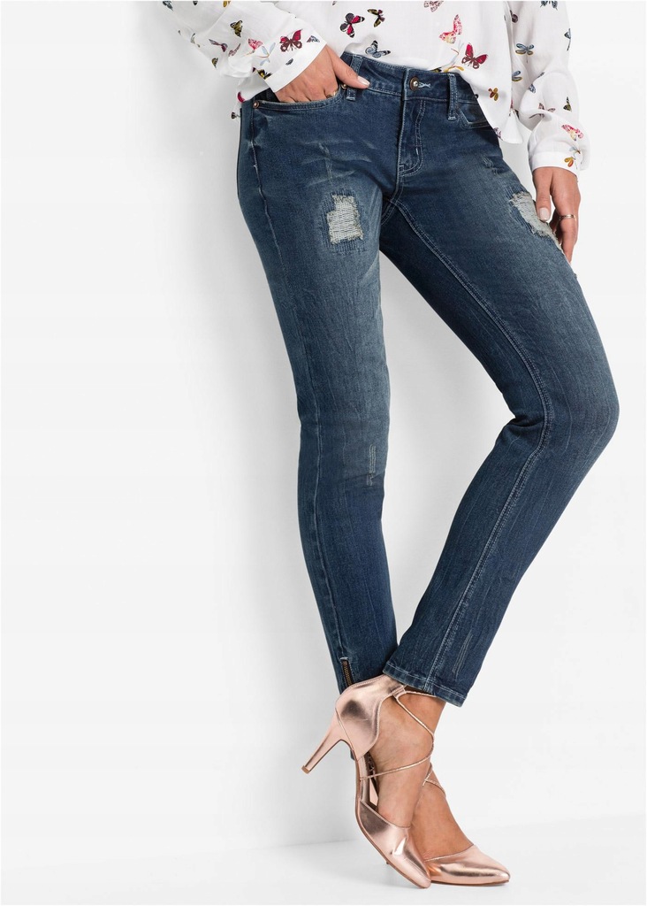 FA3E13 JEANSOWE SKINNY PRZETARCIA ZAMKI__40