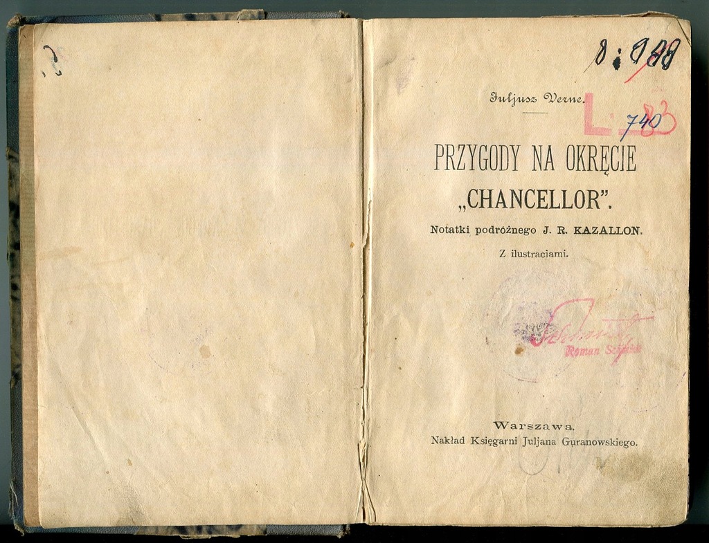 PRZYGODY NA OKRĘCIE 'CHANCELLOR' : VERNE :: 1894