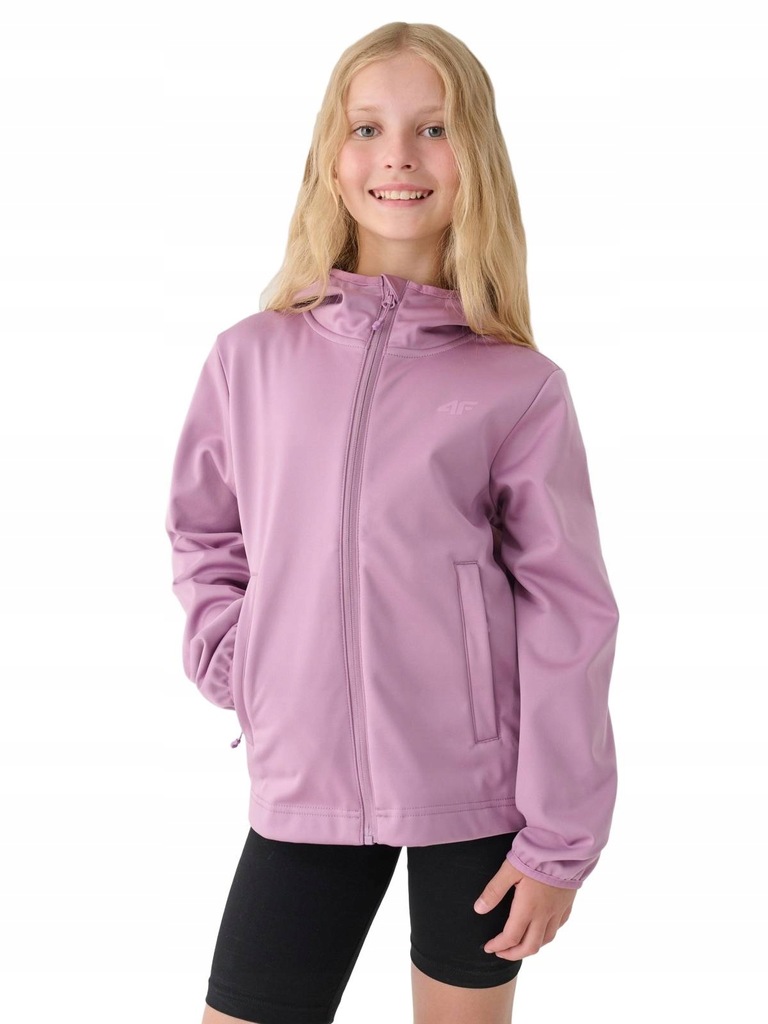 KURTKA TERMOAKTYWNA DZIEWCZĘCA 4F SOFTSHELL MEMBRANA NEODRY 5000 158