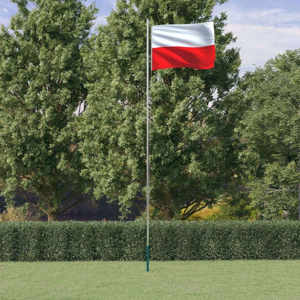 Stylowe Meble Domowe Flaga Polski z masztem, 6,23 m, aluminium