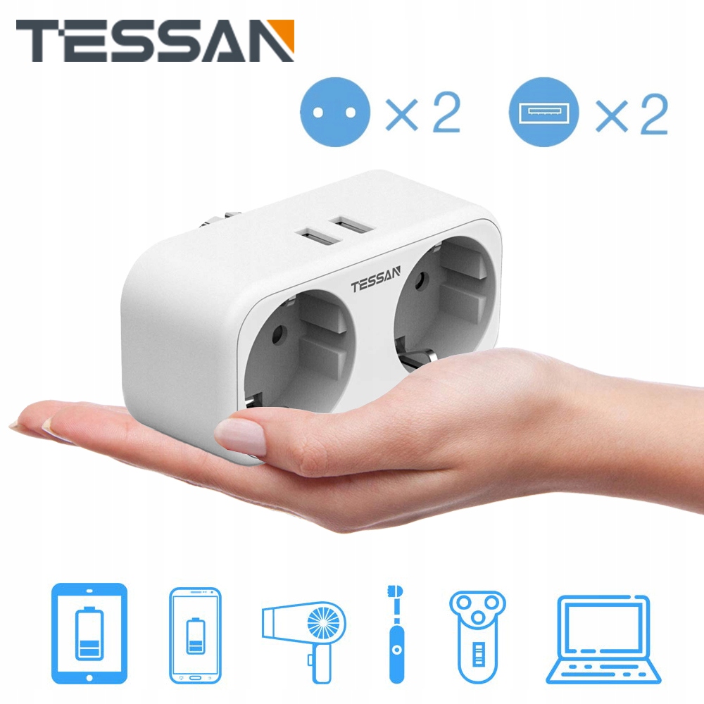 Adapter do Gniazdka Elektrycznego 4 w 1 z 2 USB 11947521859