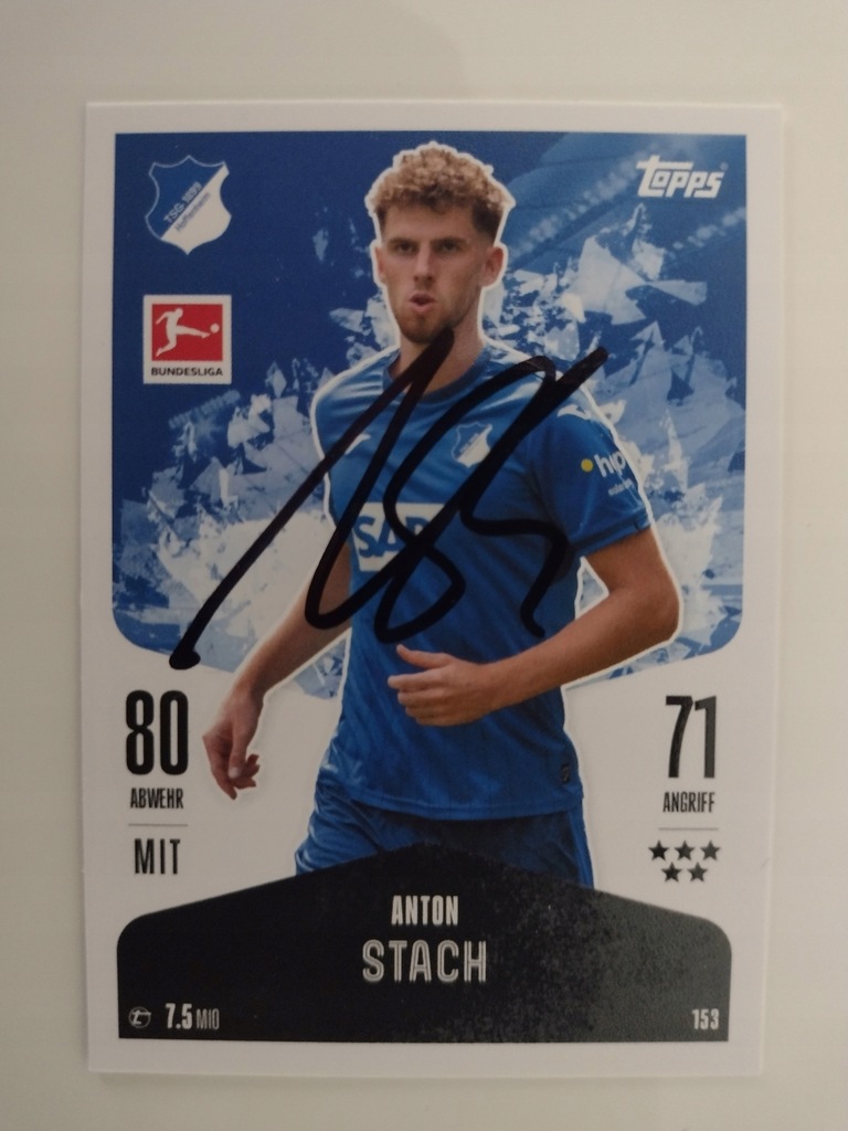 Karta topps match attax autograf Bundesliga TSG 1899 Hoffenheim Anton Stach