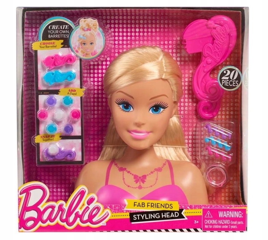 Barbie głowa do stylizacji blond + akcesoria 62535