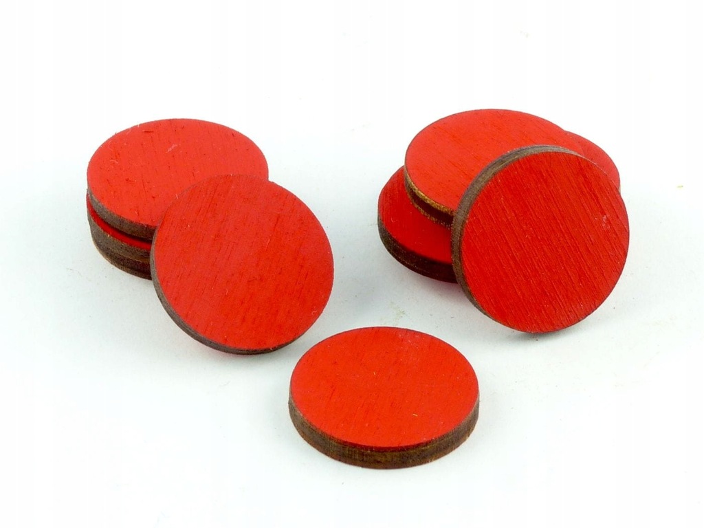 Koła, drewno, czerwone, 22 mm (10)