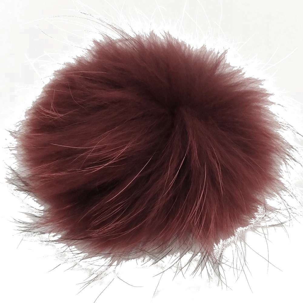 POMPON FUTRZANY JENOT DO CZAPKI 12 cm bordowy