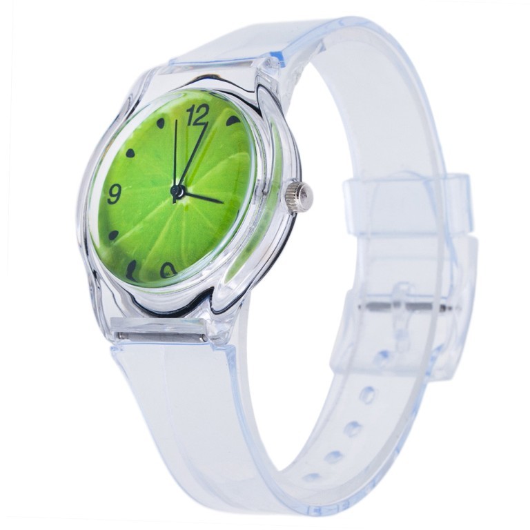 Zegarek przezroczysty zielony cytryna