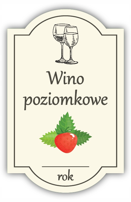 Wino POZIOMKOWE - etykieta na butelkę 10 szt.