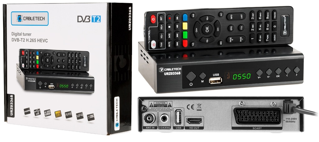 TUNER DEKODER DVB-T2 HEVC HDMI USB EURO CABLETECH