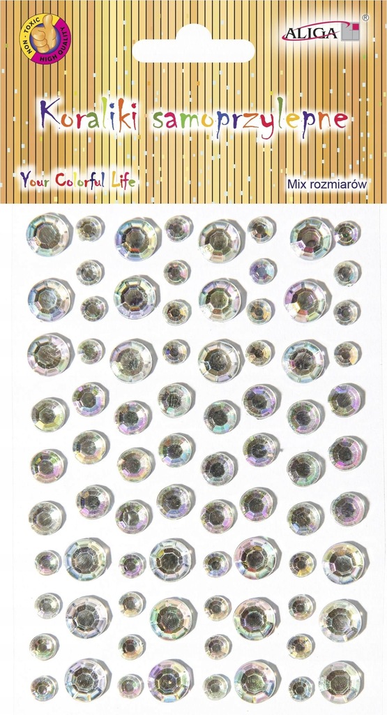 dżety kryształki cekiny bezbarwne mix rozm. samoprzylepne | JET-2374