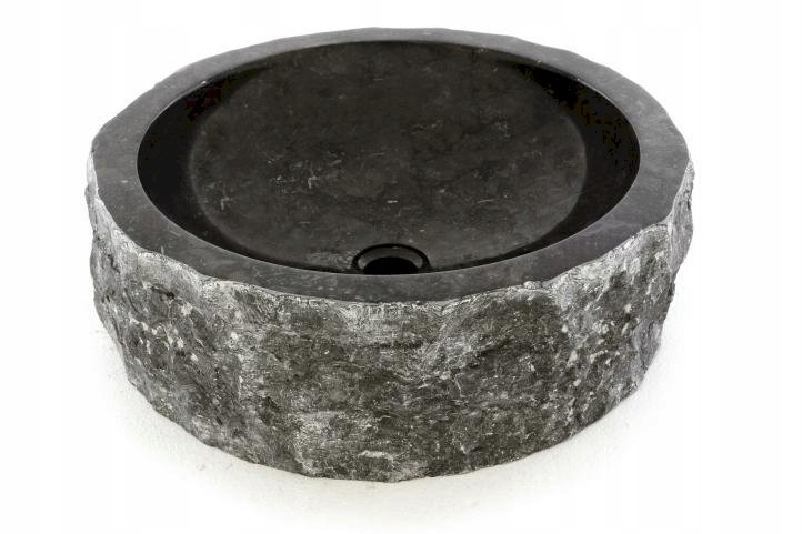 Umywalka nablatowa z kamienia naturalnego, czarna