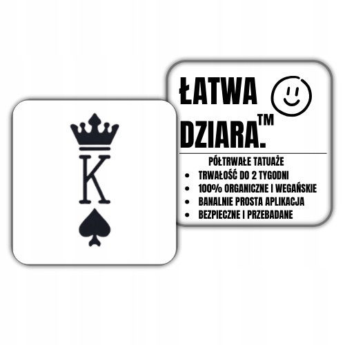 ŁATWA DZIARA TATUAŻ PÓŁTRWAŁY MAŁY 5X5 CM TATUAŻ NA 2 TYGODNIE BEZPIECZNY