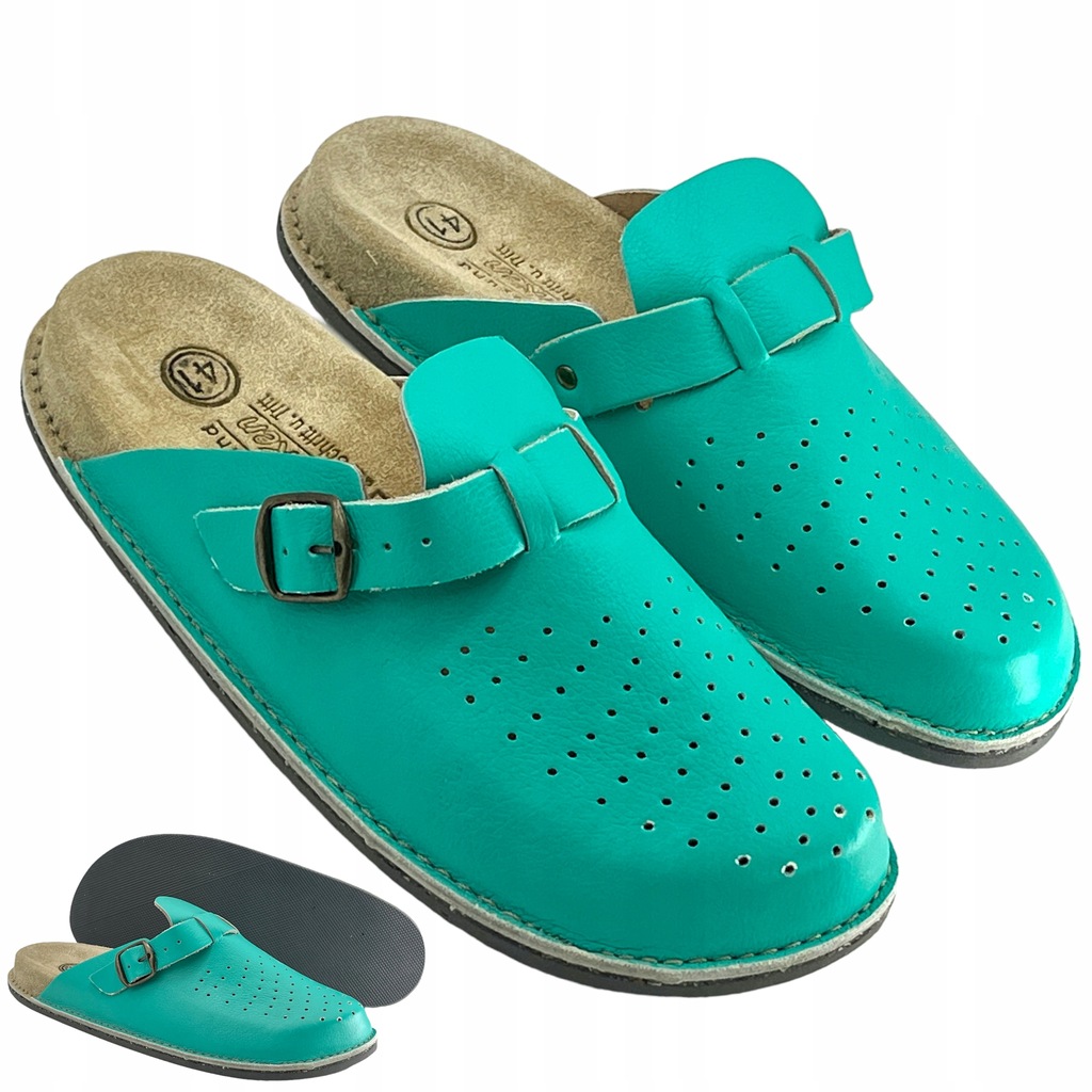 Klapki skórzane pełne profilowane damskie BioKen