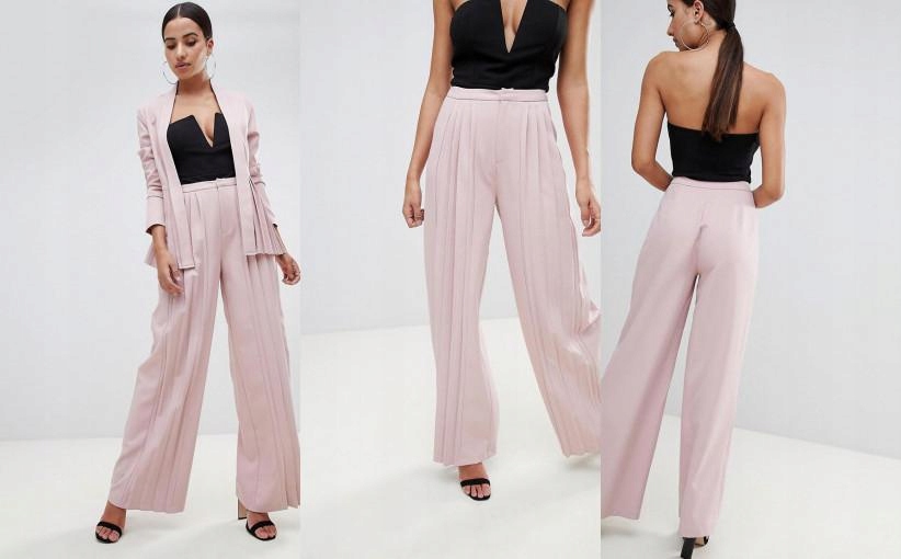 I8M407*MISSGUIDED SPODNIE SZEROKIE RÓŻ 34 P01