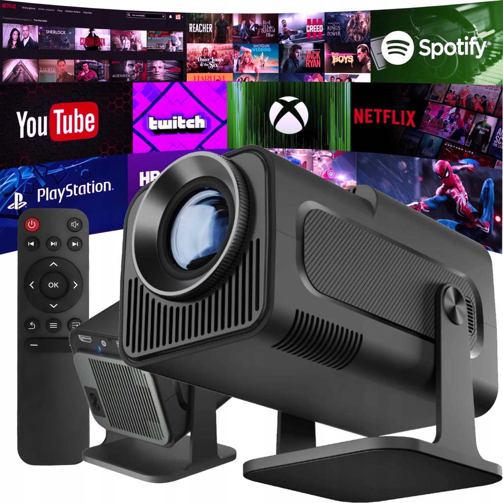 PROJEKTOR RZUTNIK PRZENOŚNY HY320 SMART FULL HD LED ANDROID WiFi TV 150"