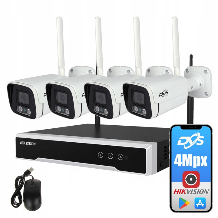 ZESTAW BEZPRZEWODOWY 4 KAMERY WIFI 4MPX MIKROFONY