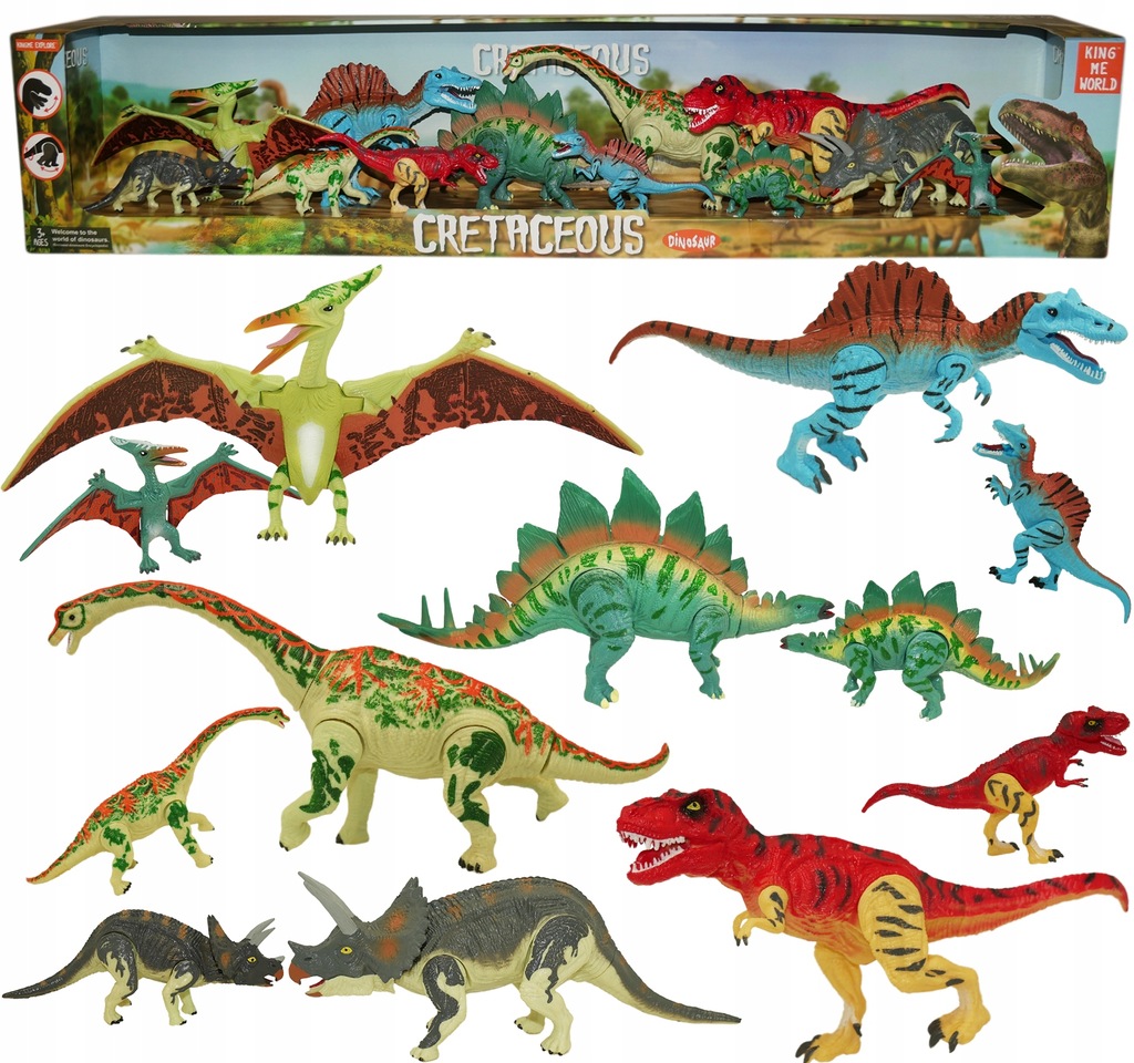 MEGA ZESTAW kolorowe duże DINOZAURY figurki 12szt