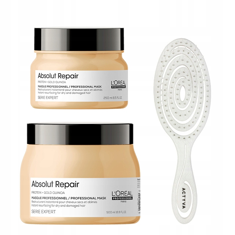 Loreal Absolut Repair maska 500ml + maska 250ml + szczotka do włosów GRATIS
