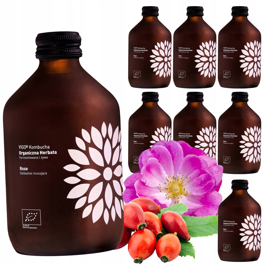 VIGO KOMBUCHA ROSE RÓŻA 330ml 8 sztuk ZGRZEWKA