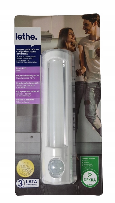 LAMPKA PODSZAFKOWA Z CZUJNIKIEM RUCHU I ZMIERZCHU LED LETHE 40lm baterie