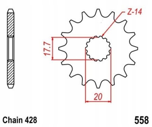 ZEBATKA PRZEDNIA 16 YAMAHA TZR 125 80 XVS 125