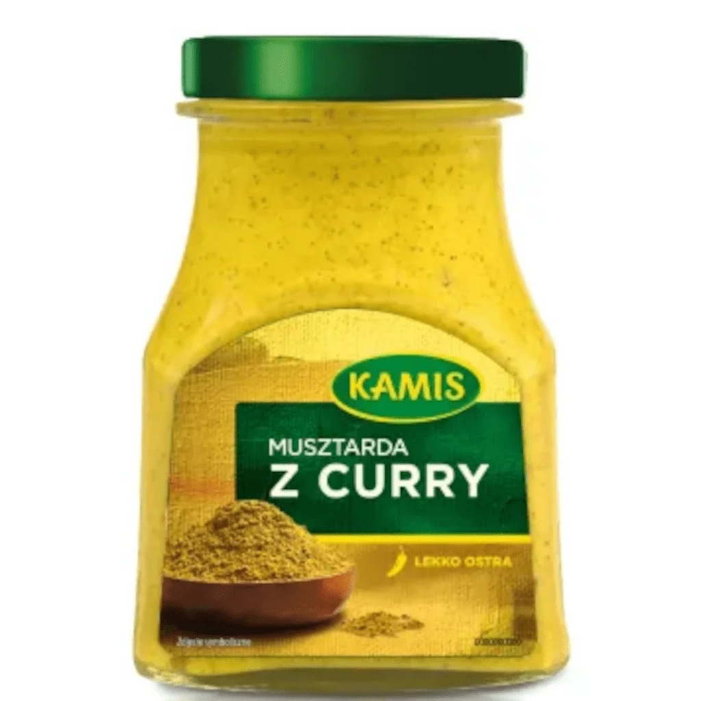 KAMIS Musztarda lekko ostra z CURRY w słoiku 185g