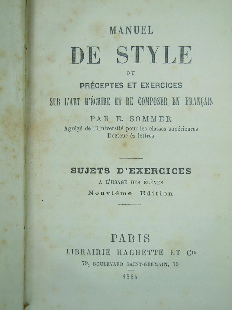 Manuel de style ou preceptes 1884 skóra
