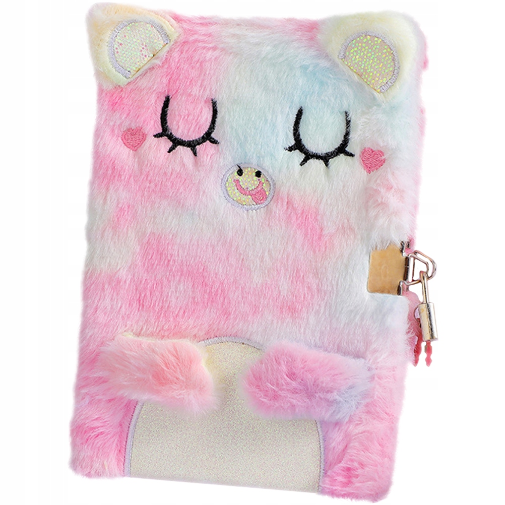 Kids Plush Diary Fluffy Lock Memo Notepad