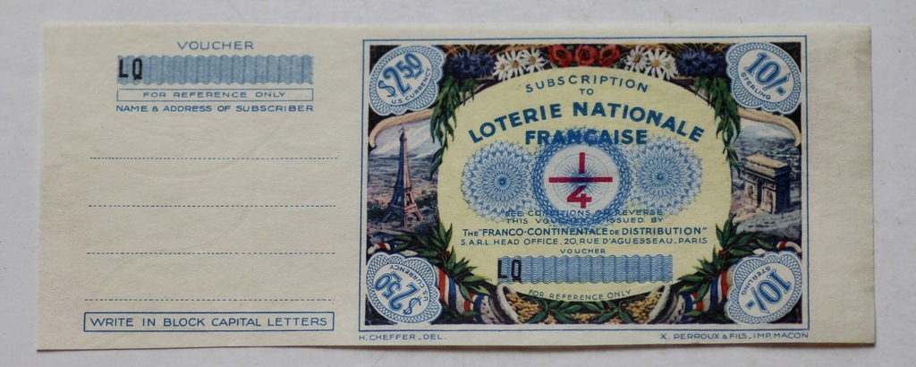 Kupon loteryjny -Loterie Nationale Francaise 2.50