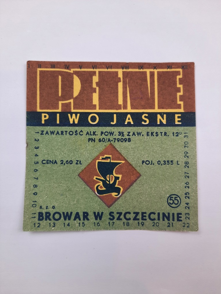 Etykieta piwo pełne Browar w Szczecinie