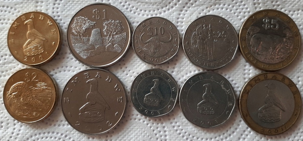 ZIMBABWE zestaw 5 monet (1 2 5 10 25 $)