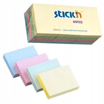 Bloczki STICK'N 38x51mm mix pastelowy 12bloczków x
