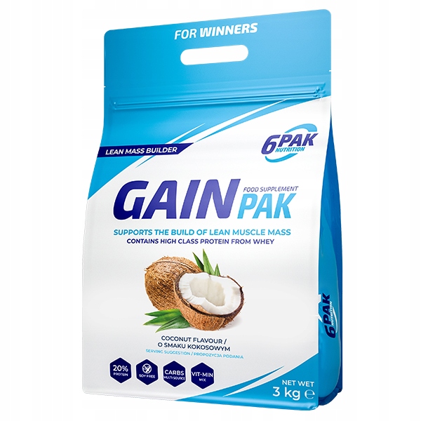 6PAK Nutrition Gain PAK 3000g smak kokos