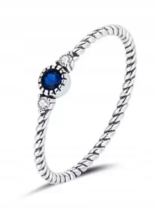 Pierścionek Srebrny Niebieskie Oczko Rozmiar 17