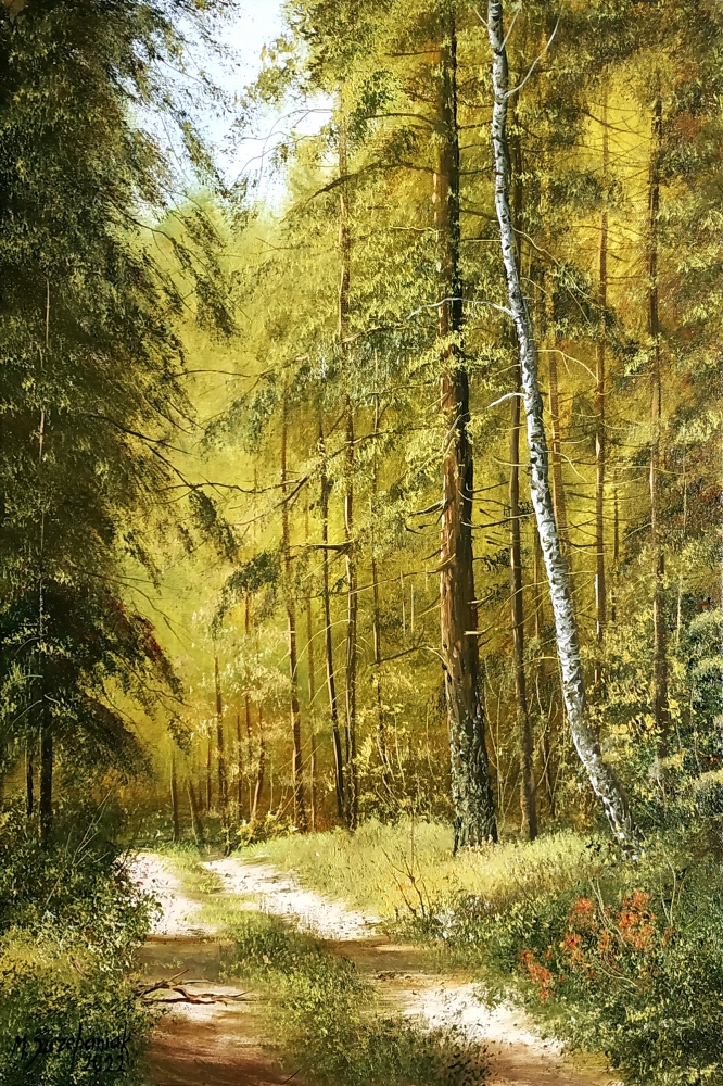 M.Szczepaniak `Droga w lesie` 40x60 cm