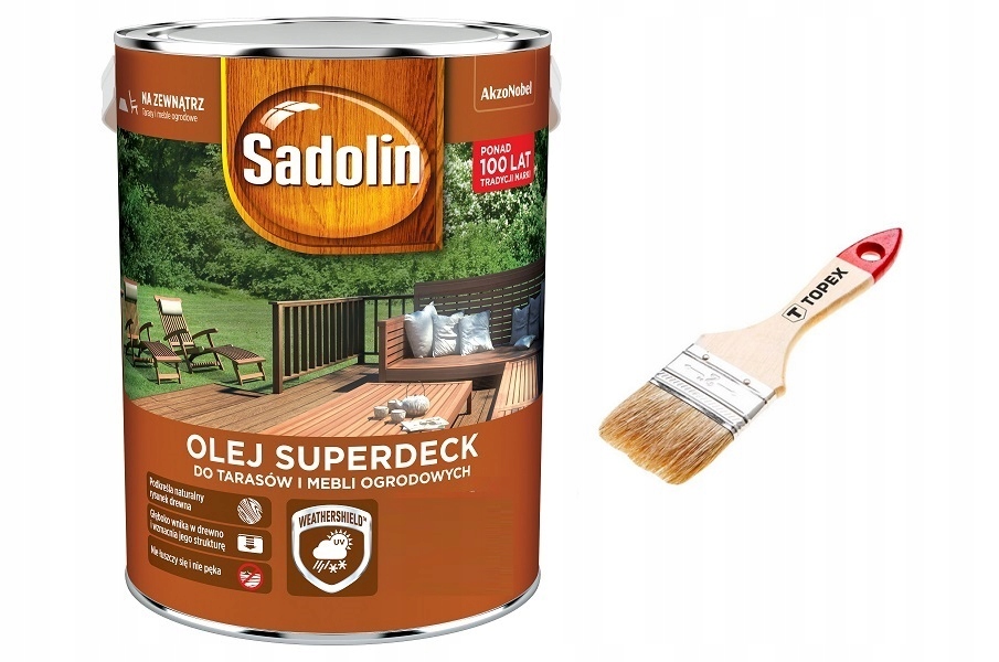 SADOLIN SUPERDECK- olej do drewna, 5l + PĘDZEL