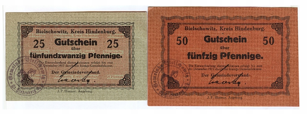 Banknoty zastepcze - BIELSCHOWITZ - BIELSZOWICE