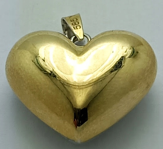 Złota zawieszka Serce - rodowana, pr. 585, 1,46 g