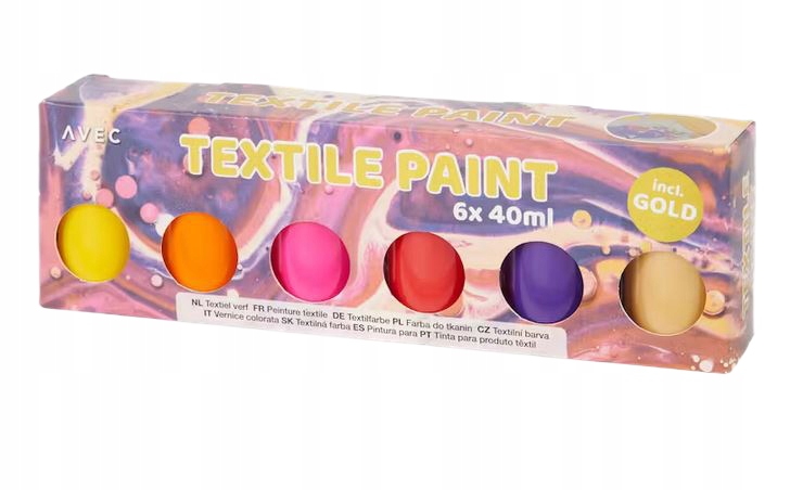 Zestaw Farb do malowania tkanin 6 x 40 ml różowe