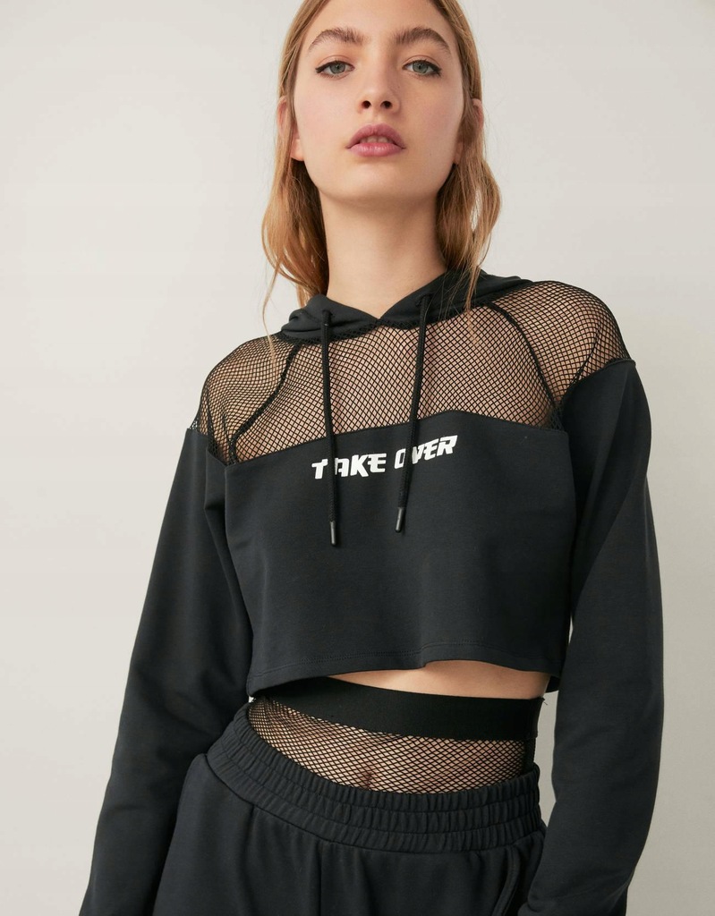01H064 BERSHKA MK6 BLUZA DRESOWA SIATECZKA M 10210966774
