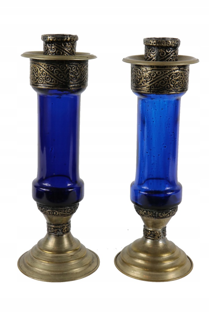 Dwa świeczniki arabskie szkło