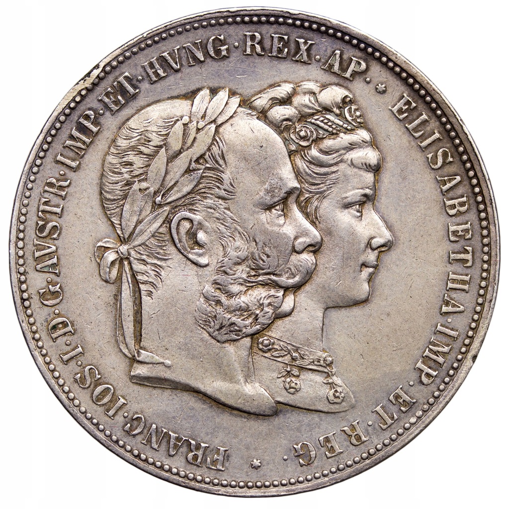 Austria 2 guldeny 1879, Franciszek Józef I, Srebrne gody, st. 2-