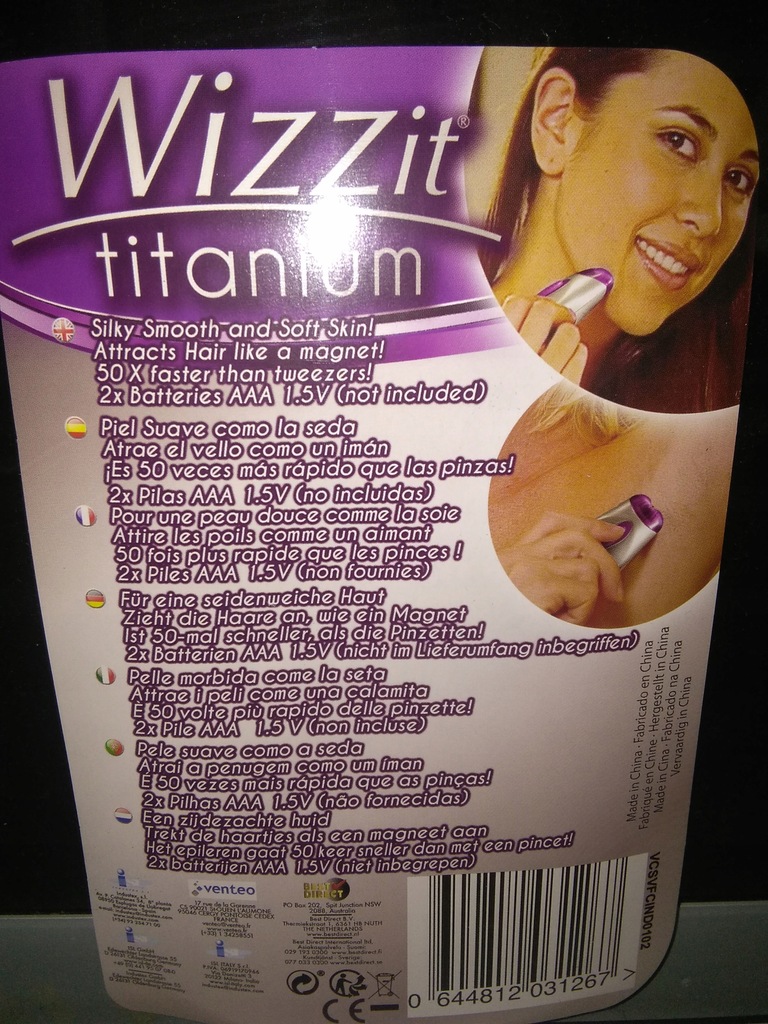 Depilator do twarzy WIZZITtitanium,zestaw manicure