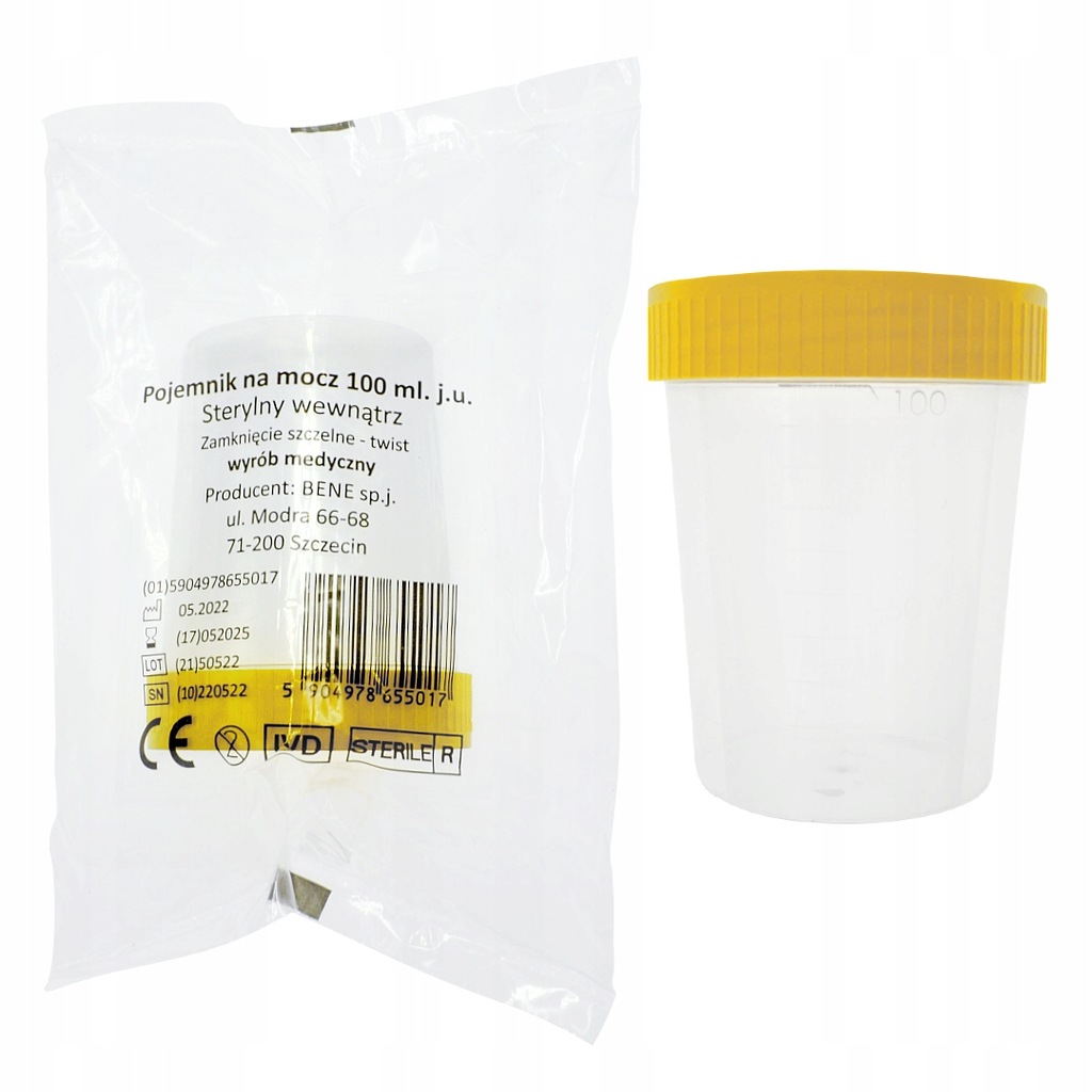 KUBEK NA MOCZ POJEMNIK JAŁOWY STERYLNY 100ml