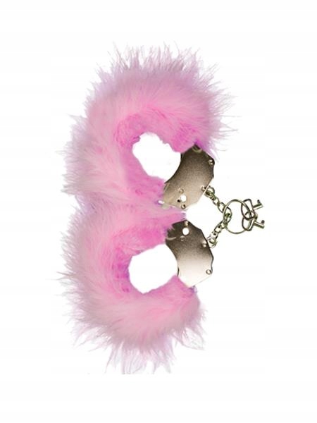 Kajdanki-Śmieszna zabawka-kadanki - Metallic Handcuffs,Feather Cov.. Pink