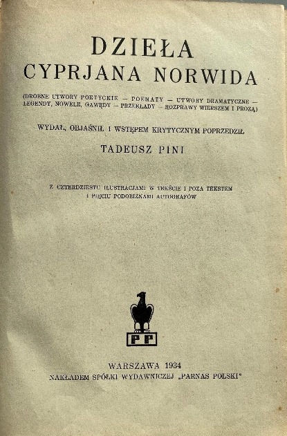 Dzieła Cyprjana Norwida 1934 r.