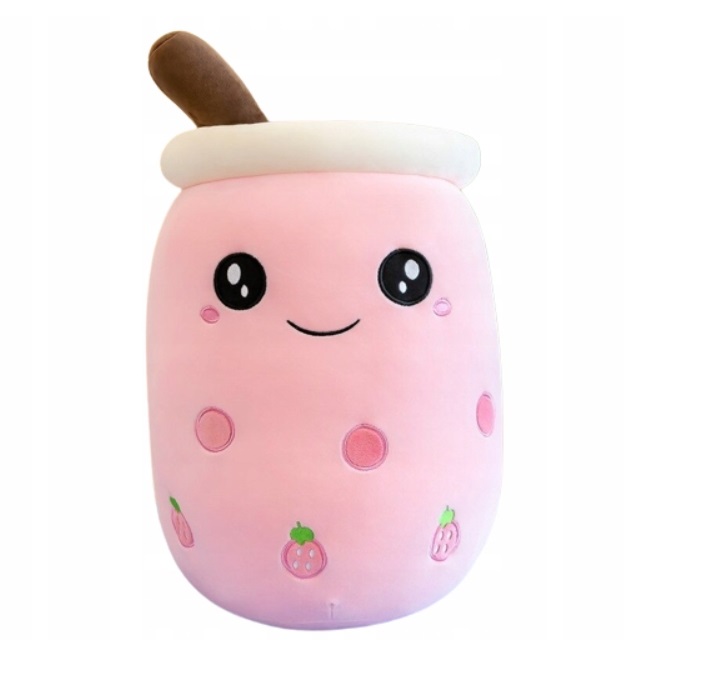 MASKOTKA PLUSZAK BUBBLE TEA RÓŻOWA TRUSKAWKA UŚMIECH KUBEK GIGANT AŻ 70 cm