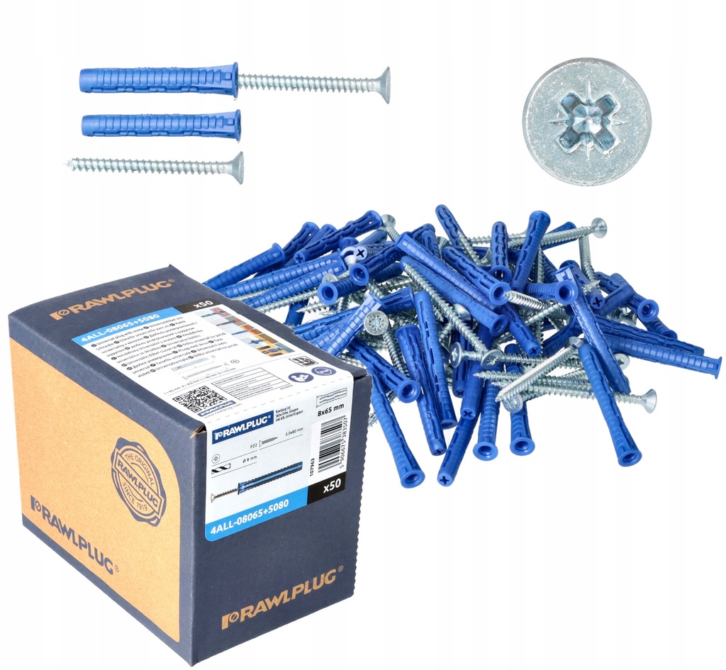 RAWLPLUG KOŁEK 4ALL FI 8x65mm WKRĘT 5x80mm 50szt.