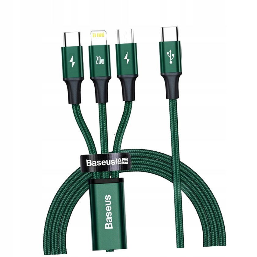 BASEUS ZESTAW KABLI 3w1 USB-C MICRO LIGHTNING 20W