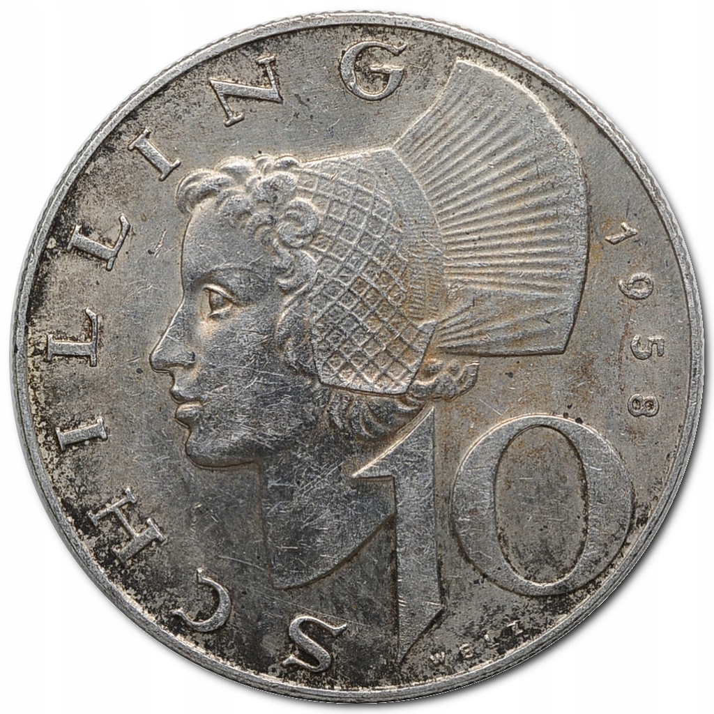 13.AUSTRIA, 10 SZYLINGÓW 1958